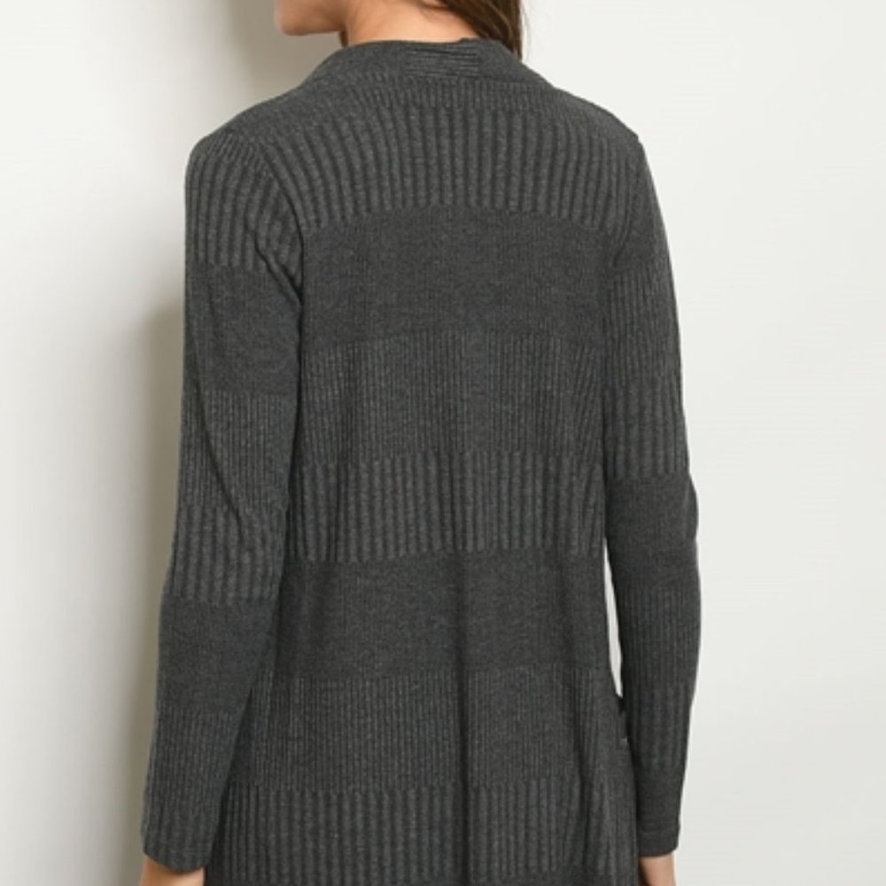 CHARCOAL KNIT CARDIGAN - Picture 3 of 9